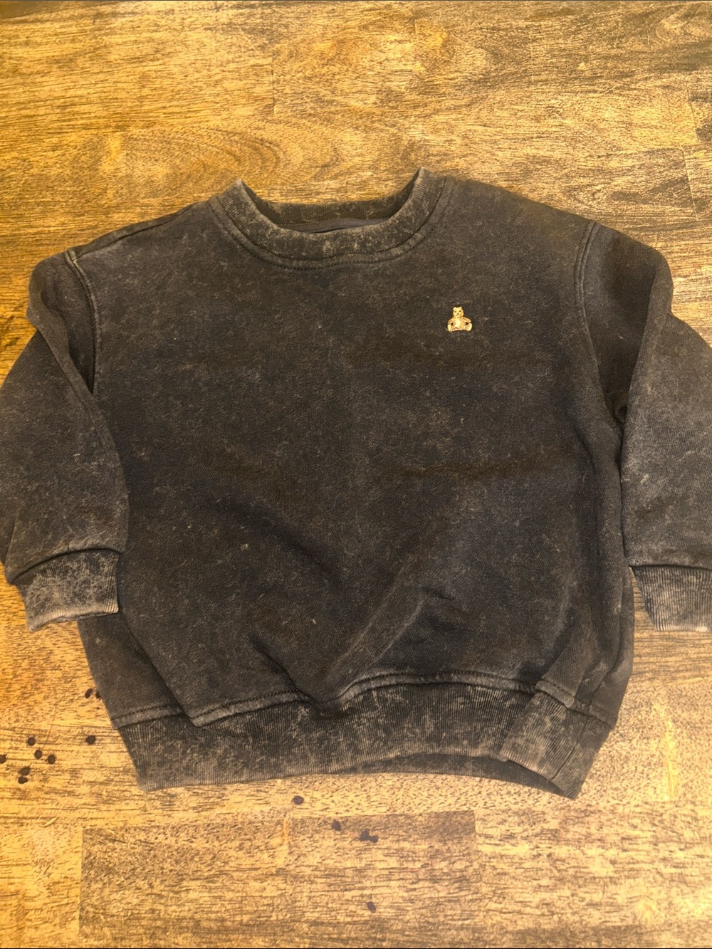 GAP Black Kids Crewneck Sweater with Tiny Gold Bear Patch
